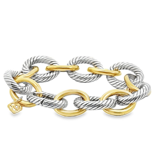 David Yurman Oval Link Chain Bracelet in Sterling Silver with 18K Yellow Gold