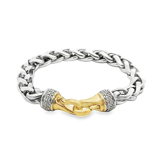 David Yurman 18K Yellow Gold/Silver Wheat Chain Bracelet