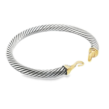 David Yurman 14K Yellow Gold & Silver Classic Cable Buckle Bangle