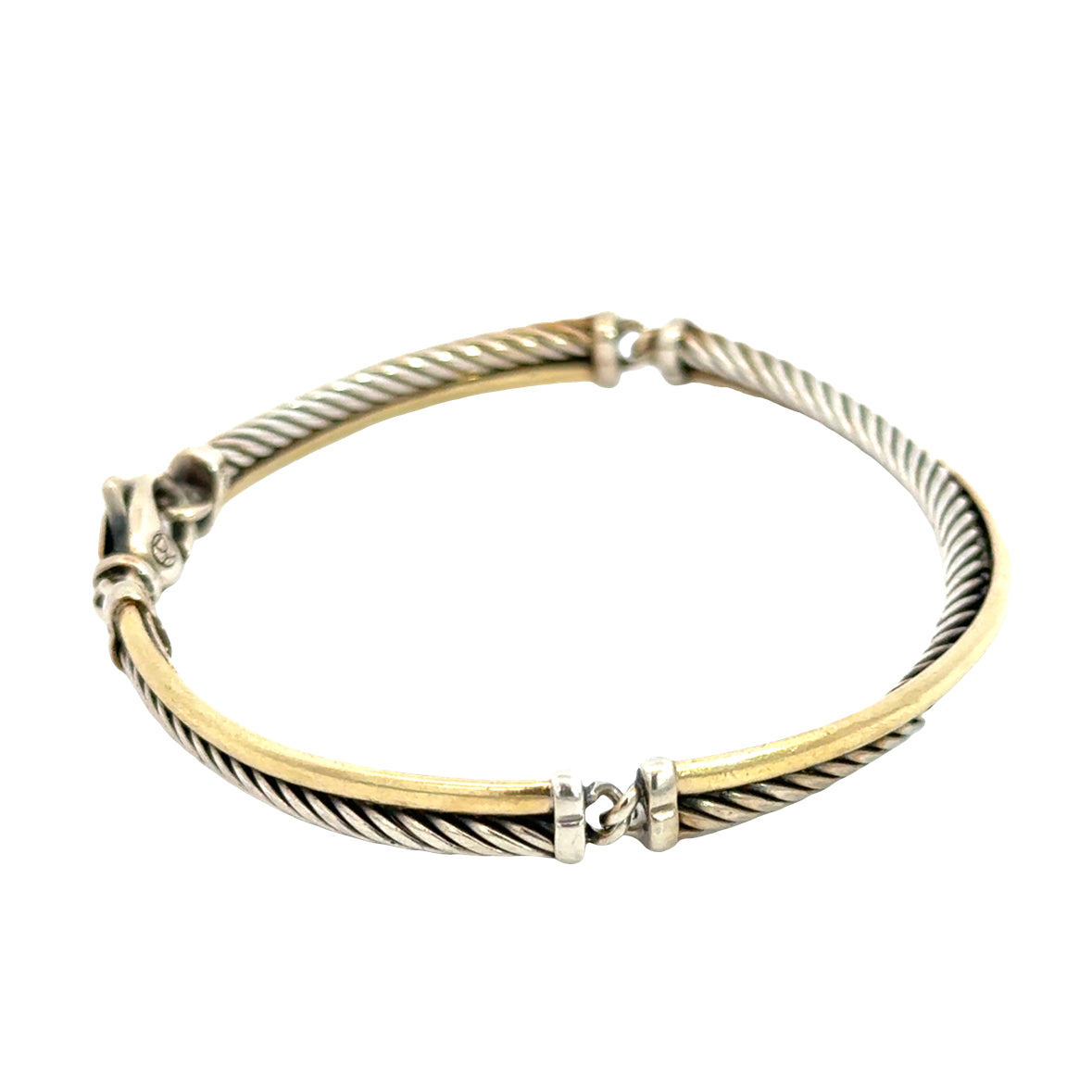 David Yurman Sterling Silver & 18K Yellow Gold Cable Crossover Bracelet