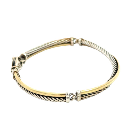 David Yurman Sterling Silver & 18K Yellow Gold Cable Crossover Bracelet