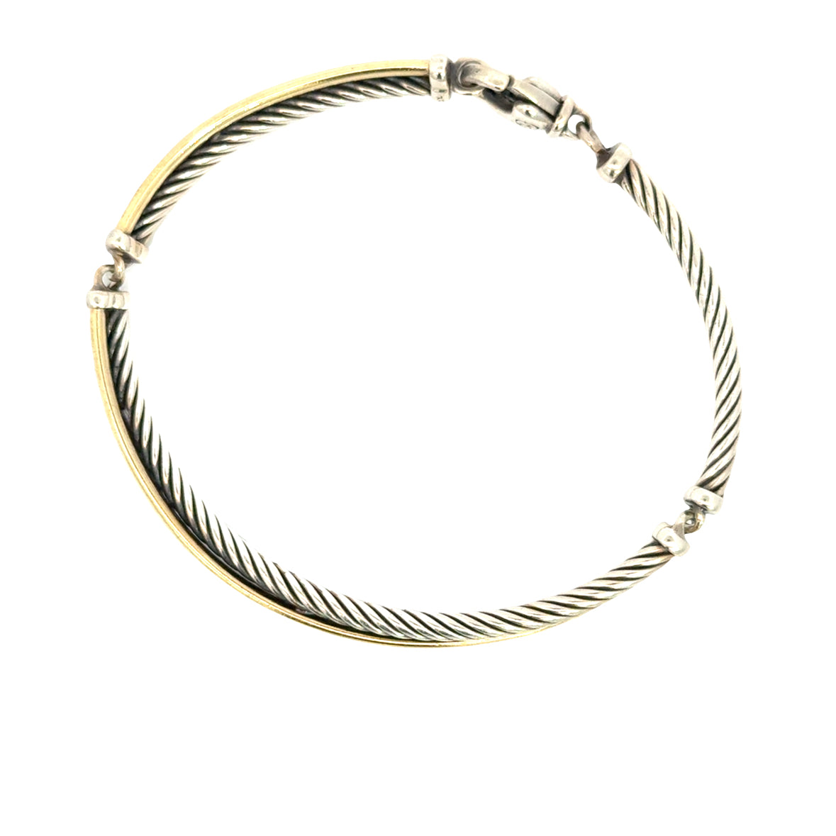 David Yurman Sterling Silver & 18K Yellow Gold Cable Crossover Bracelet