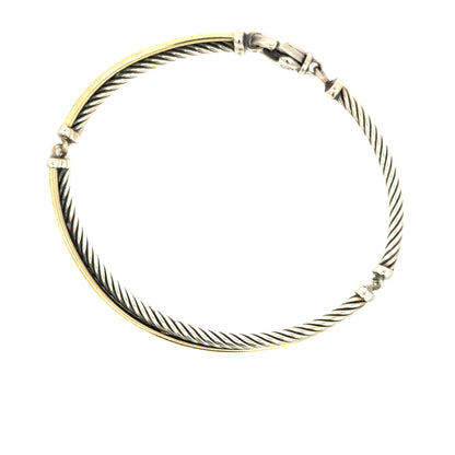 David Yurman Sterling Silver & 18K Yellow Gold Cable Crossover Bracelet