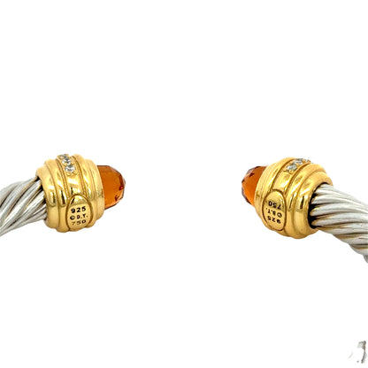 David Yurman Classic Cable Bracelet with Citrine & Diamonds – Sterling Silver & 18K Gold