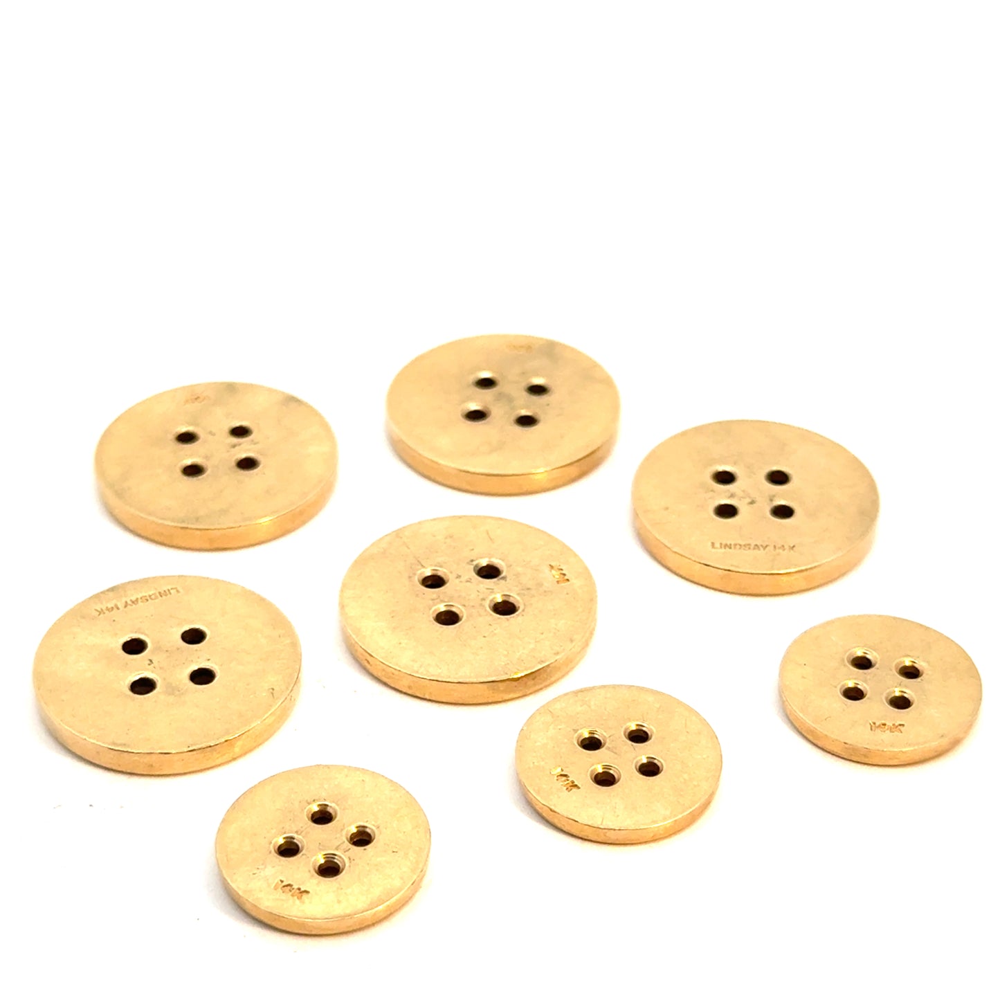 Antique 1940’s 14K Yellow Gold Buttons – Hallmarked “LINDSAY 14K”