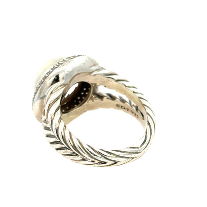 David Yurman Albion Pearl Ring in Sterling Silver with Pavé Diamonds
