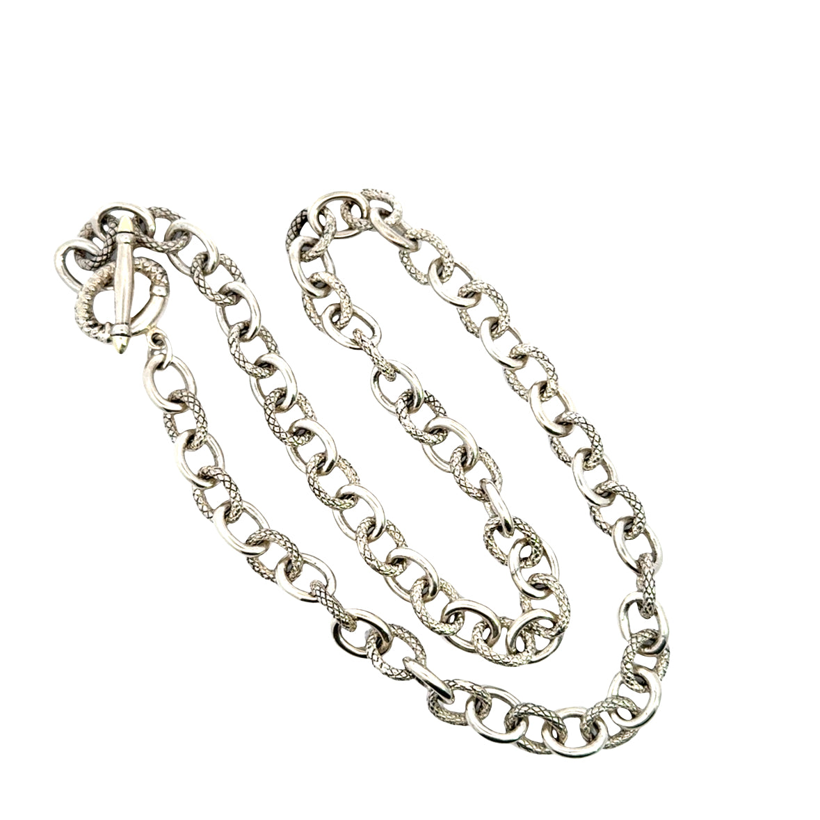 Ann King Sterling Silver Textured Link Necklace