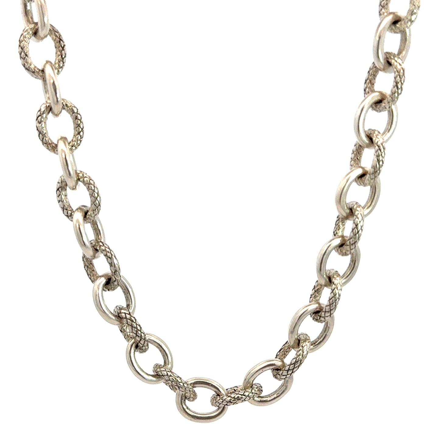 Ann King Sterling Silver Textured Link Necklace