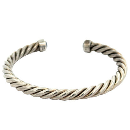 David Yurman Men’s Cable Cuff Bracelet – Sterling Silver & Lapis Lazuli