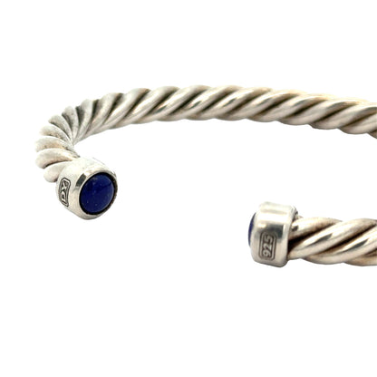 David Yurman Men’s Cable Cuff Bracelet – Sterling Silver & Lapis Lazuli