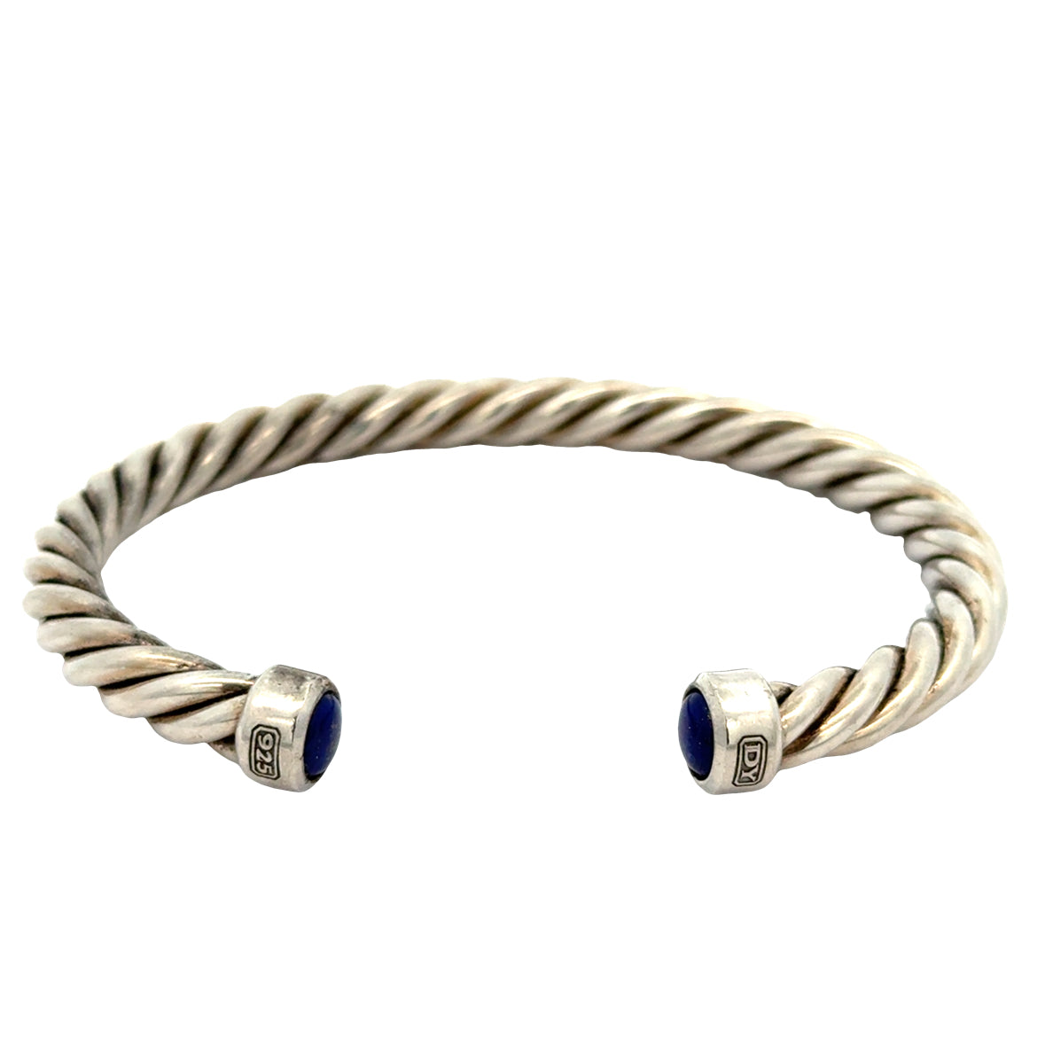David Yurman Men’s Cable Cuff Bracelet – Sterling Silver & Lapis Lazuli