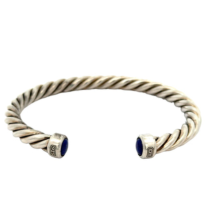David Yurman Men’s Cable Cuff Bracelet – Sterling Silver & Lapis Lazuli