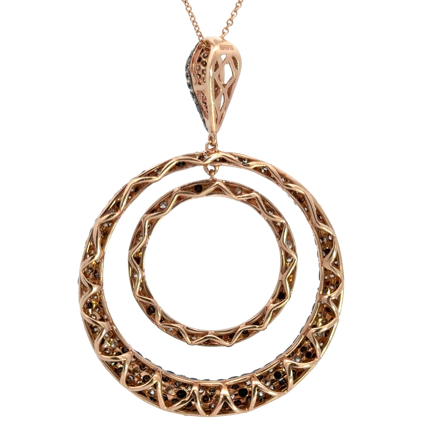 EFFY 14K Rose Gold Diamond Necklace & Earrings Set – Natural Black, Chocolate, Champagne & White Diamonds