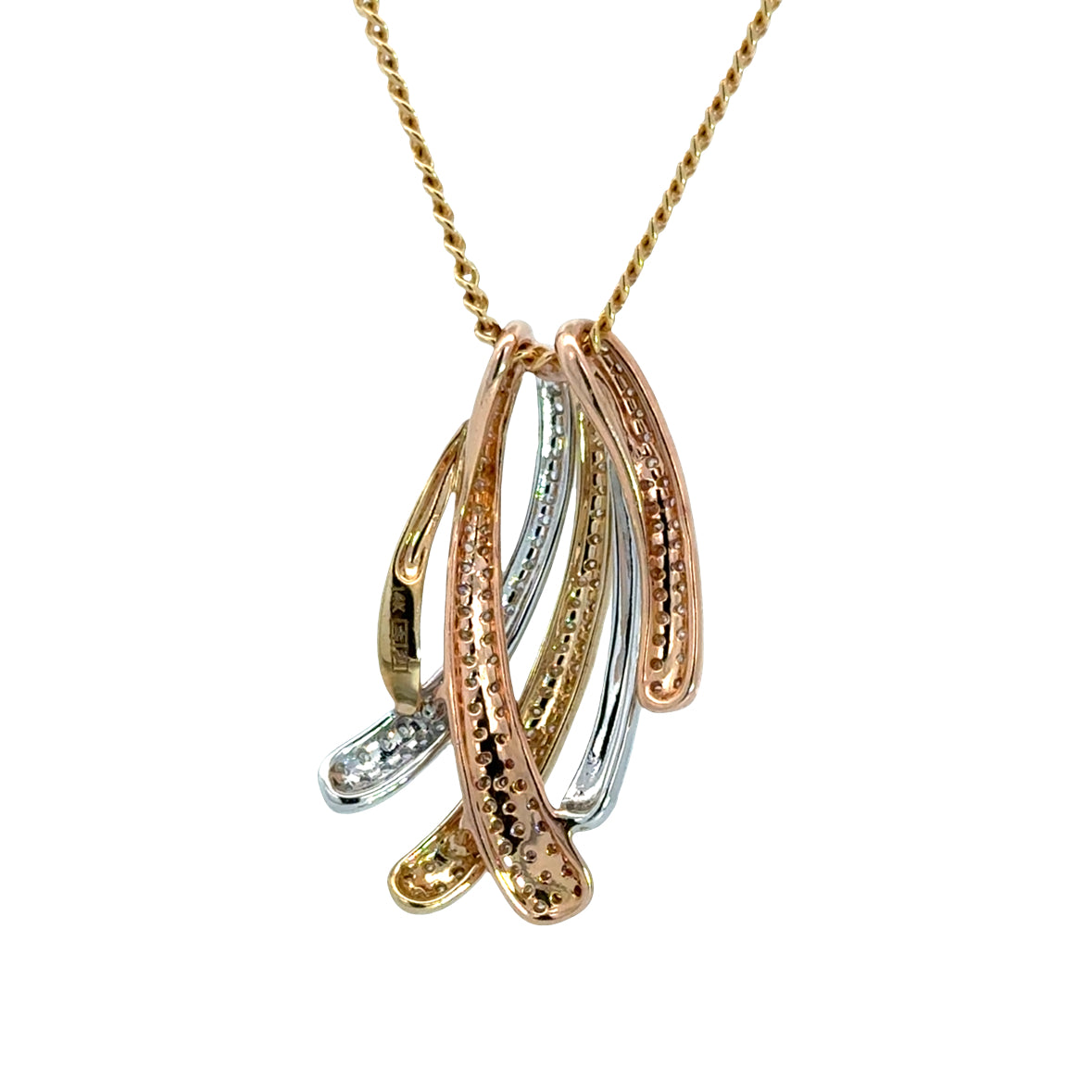 EFFY 14K Tri-Color Gold Diamond Ribbon Pendant