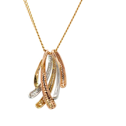 EFFY 14K Tri-Color Gold Diamond Ribbon Pendant & Earrings Set