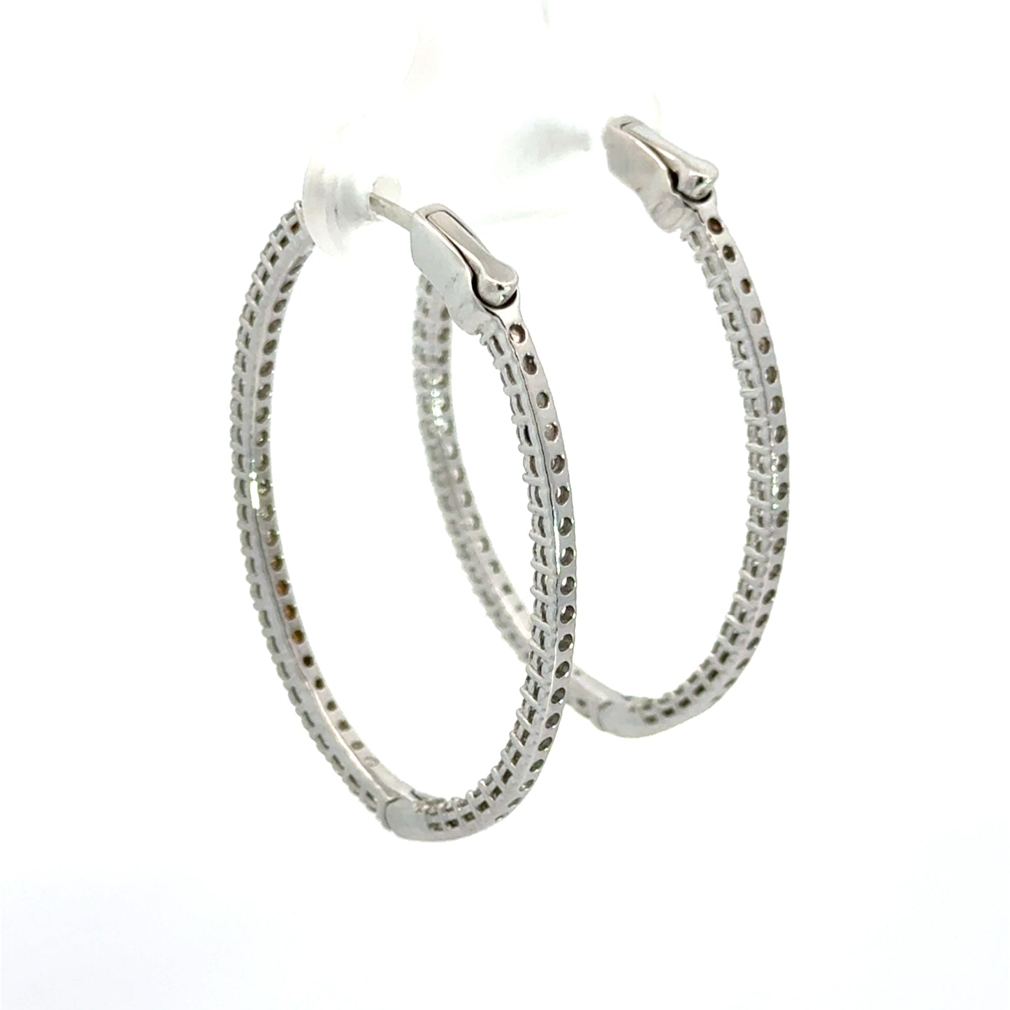 BIRKS 18K White Gold Diamond Inside-Out Oval Hoop Earrings