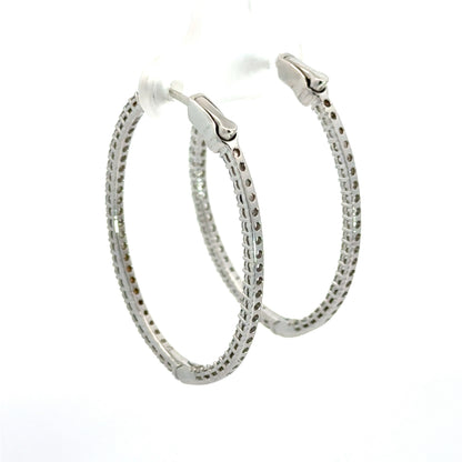 BIRKS 18K White Gold Diamond Inside-Out Oval Hoop Earrings