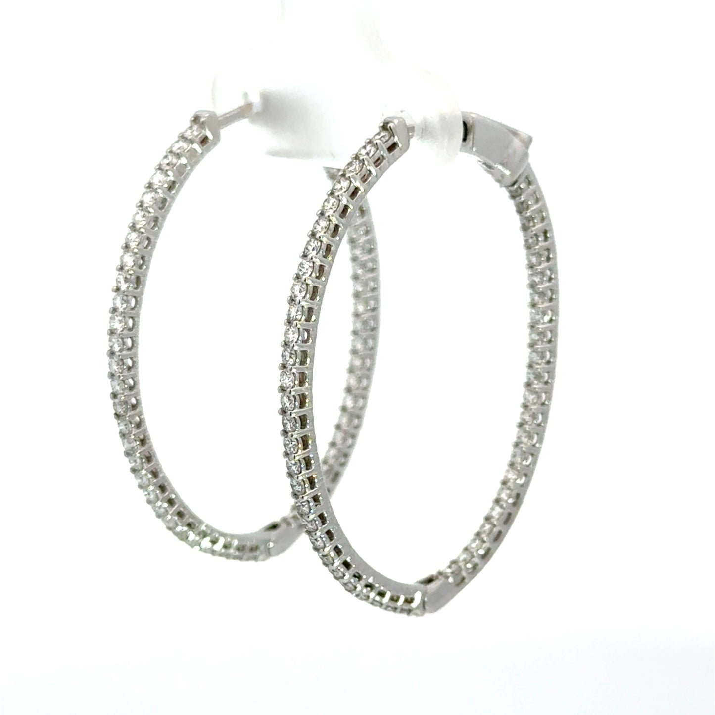 BIRKS 18K White Gold Diamond Inside-Out Oval Hoop Earrings