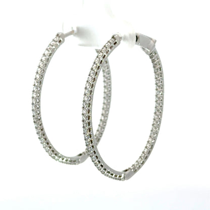 BIRKS 18K White Gold Diamond Inside-Out Oval Hoop Earrings