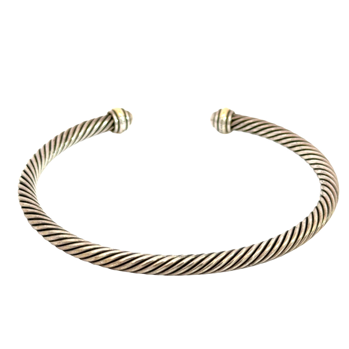 David Yurman Sterling Silver & 18K Yellow Gold Cable Bangle Bracelet