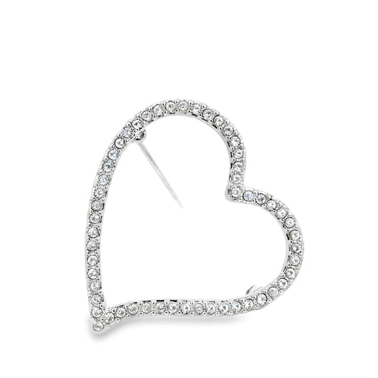 Swarovski Vintage Open Heart Crystal Pavé Brooch