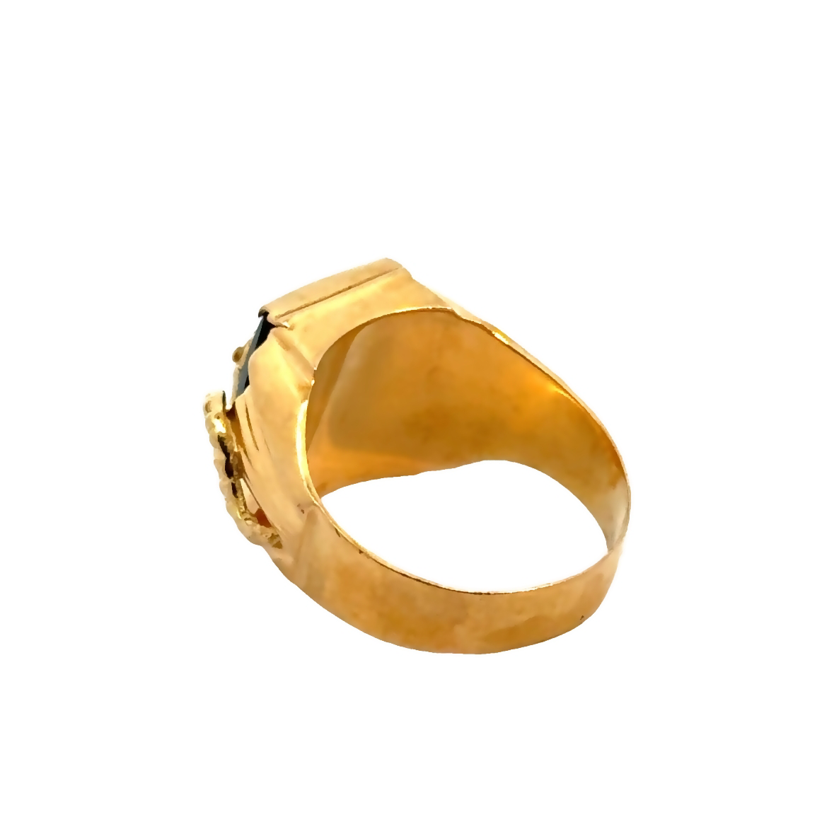 18K Yellow Gold Onyx & Diamond Serpent Men’s Ring