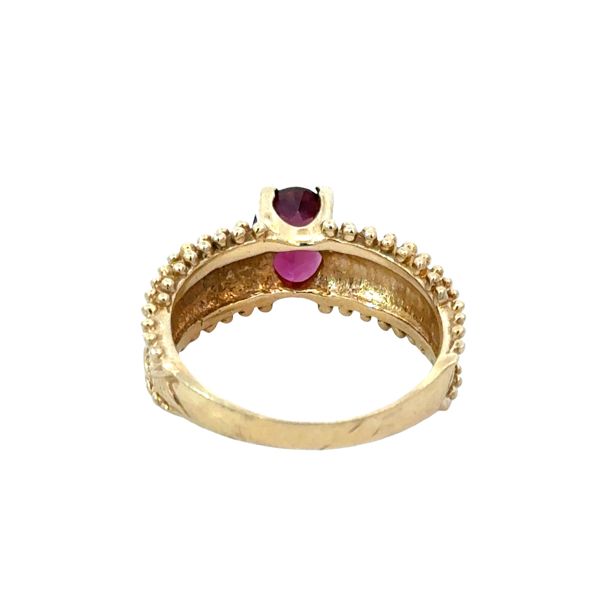 14K Yellow Gold Raspberry Tourmaline Ring with Ornate Band