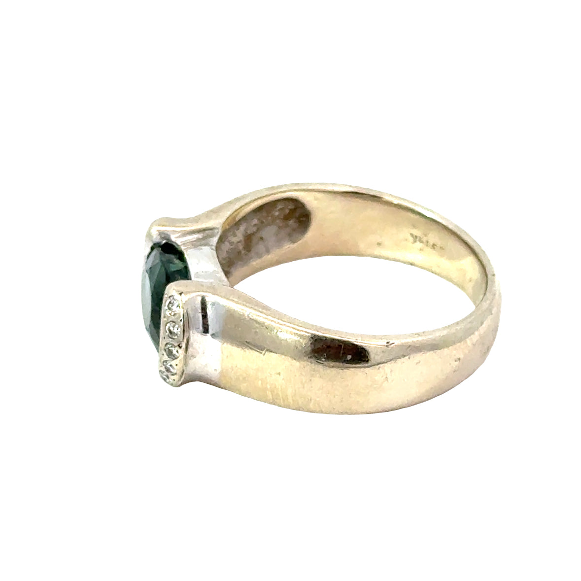 14K Gold Oval Tourmaline Ring with Diamond Accents