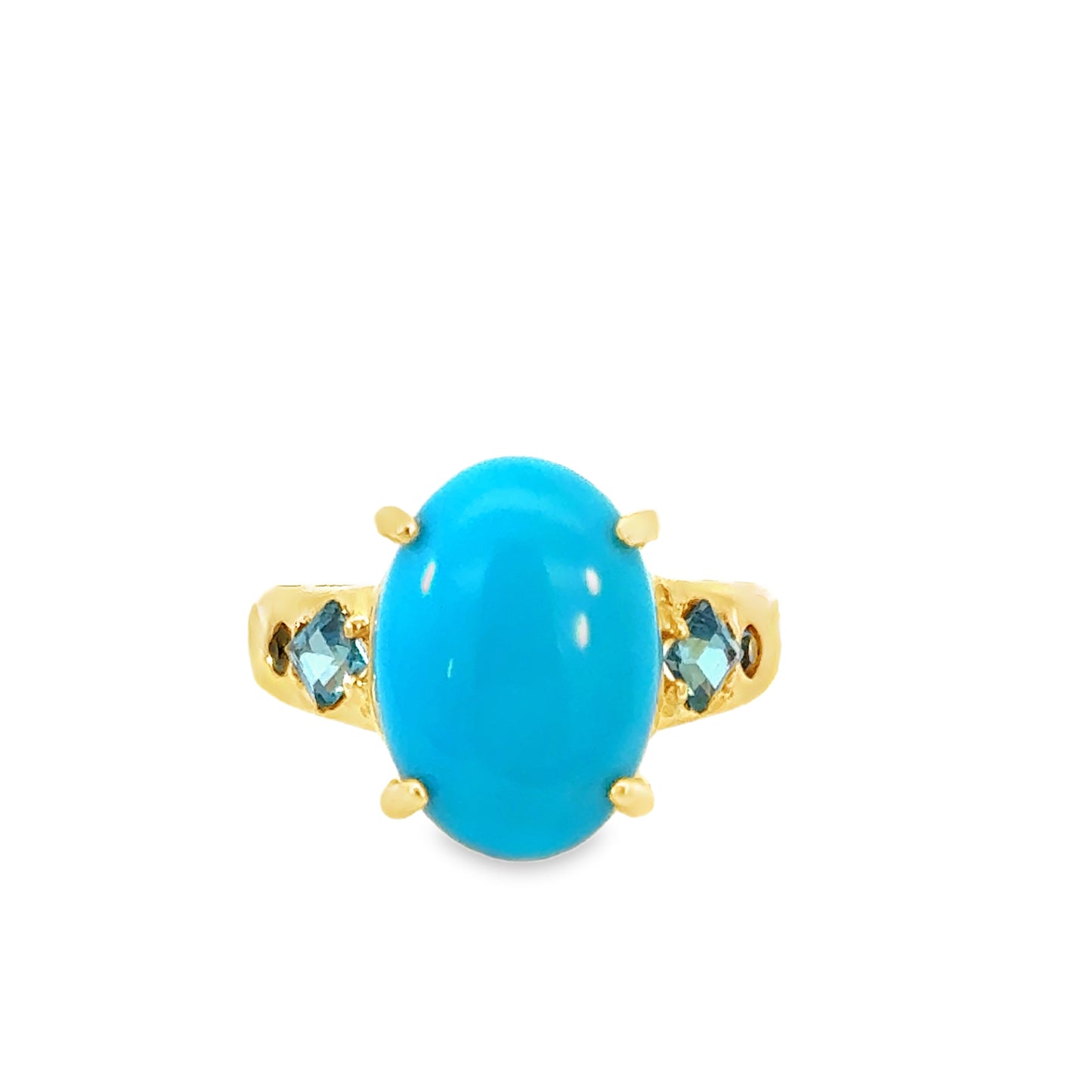 14K Yellow Gold Turquoise & Blue Topaz Estate Ring