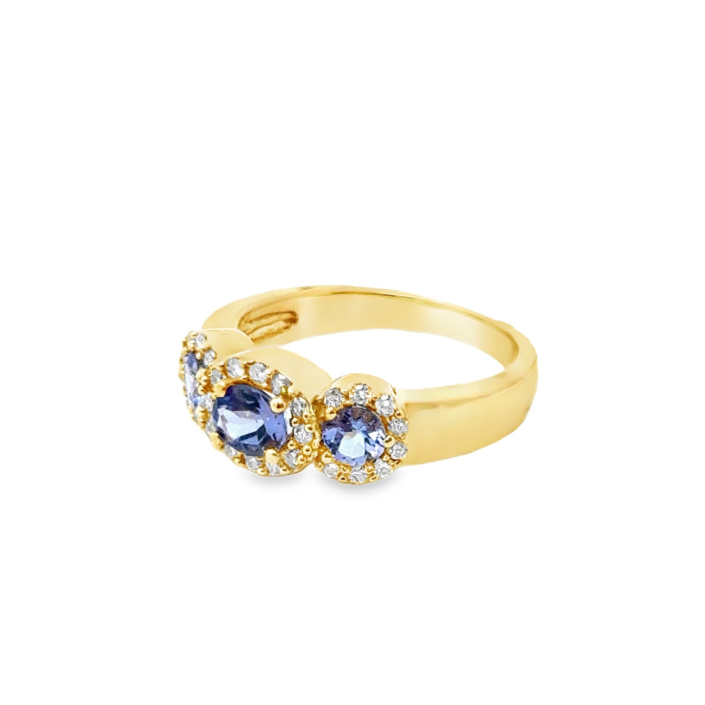 14K Yellow Gold Tanzanite & Diamond Three-Stone Ring