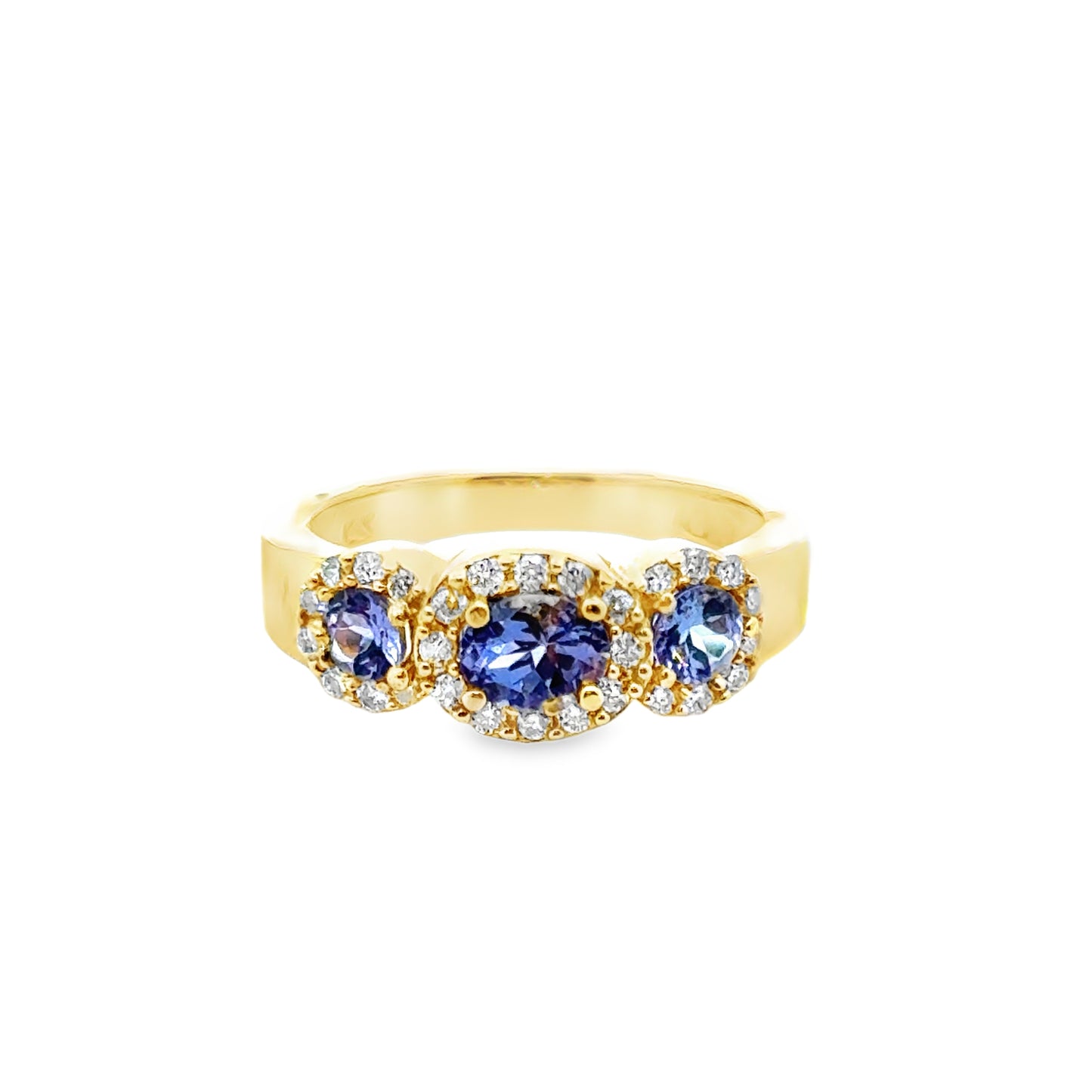 14K Yellow Gold Tanzanite & Diamond Three-Stone Ring