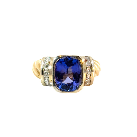 14K Two-Tone Gold Tanzanite & Diamond Ring