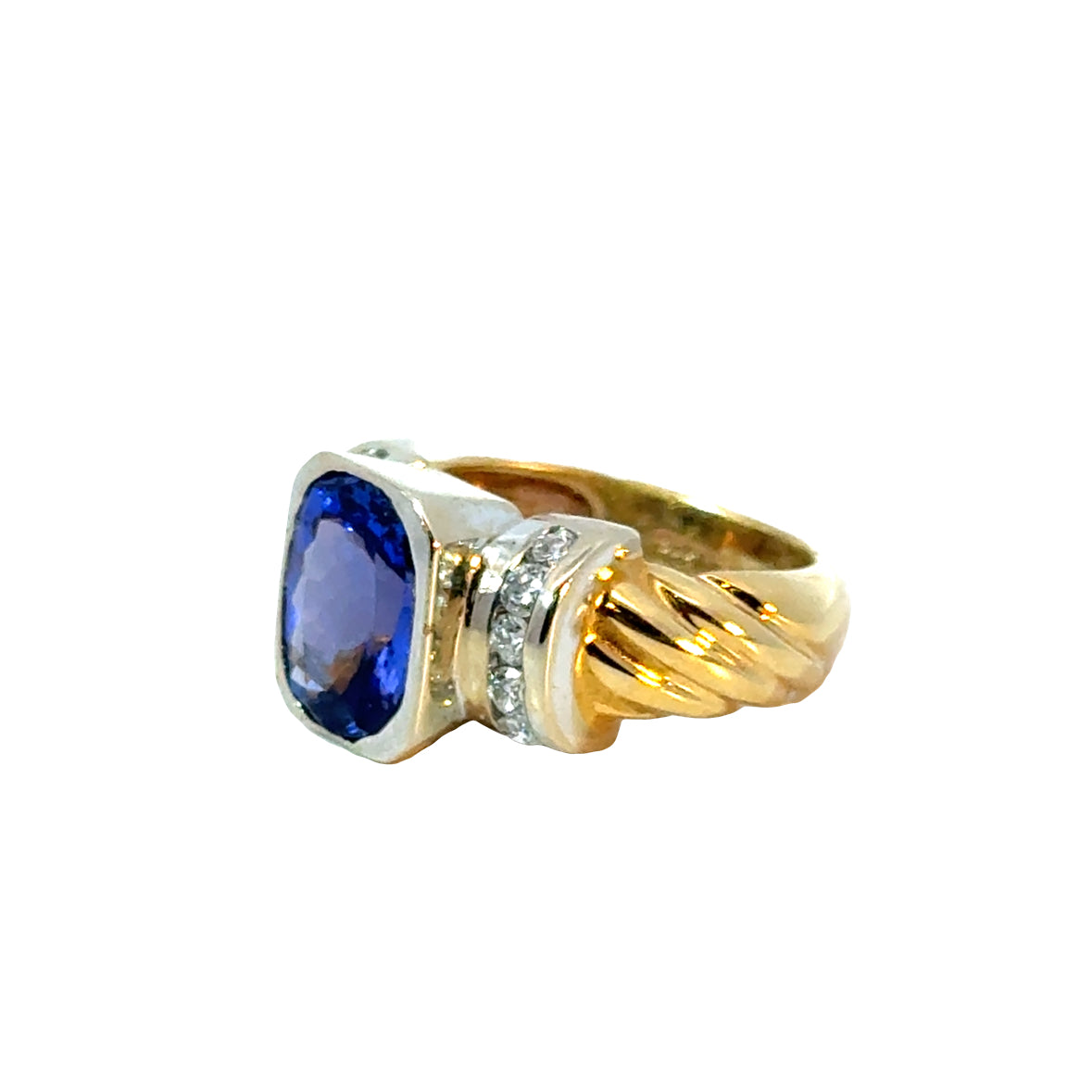 14K Two-Tone Gold Tanzanite & Diamond Ring