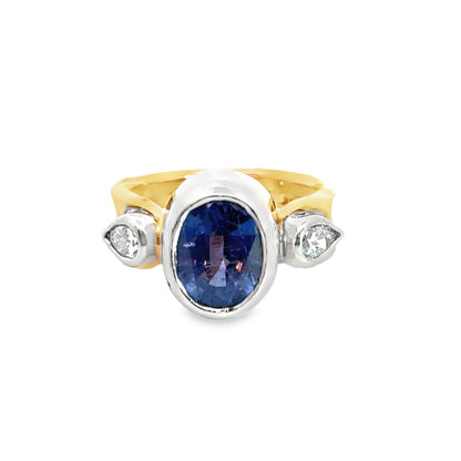 18K Two-Tone Gold & Platinum Tanzanite & Diamond Ring