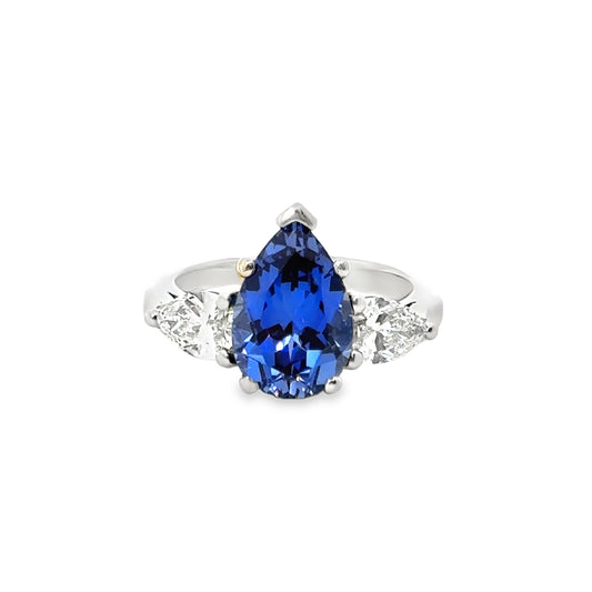 Platinum Tanzanite & Diamond Three-Stone Ring