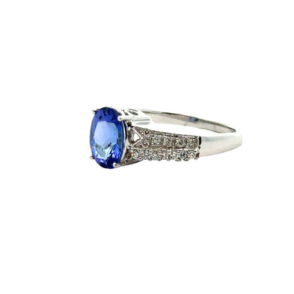 14K Yellow Gold Oval Tanzanite & Diamond Ring