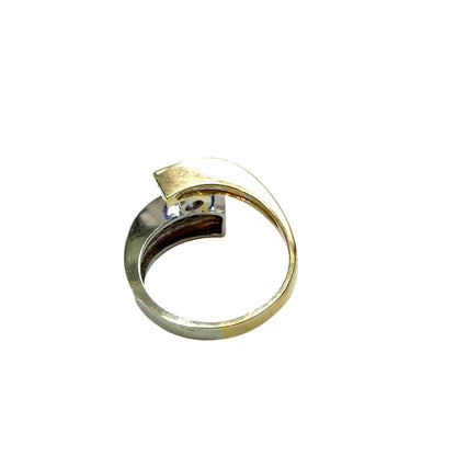 Modern 14K Two-Tone Oval Tanzanite & Diamond Ring