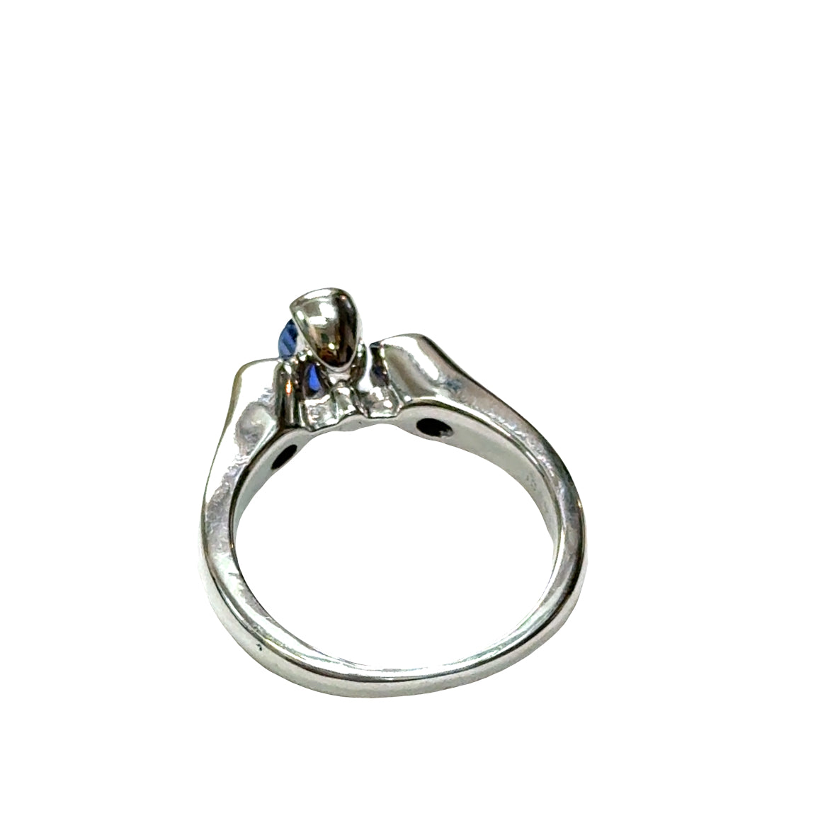 14K White Gold Minimalist Oval Tanzanite and Diamond Accent Ring
