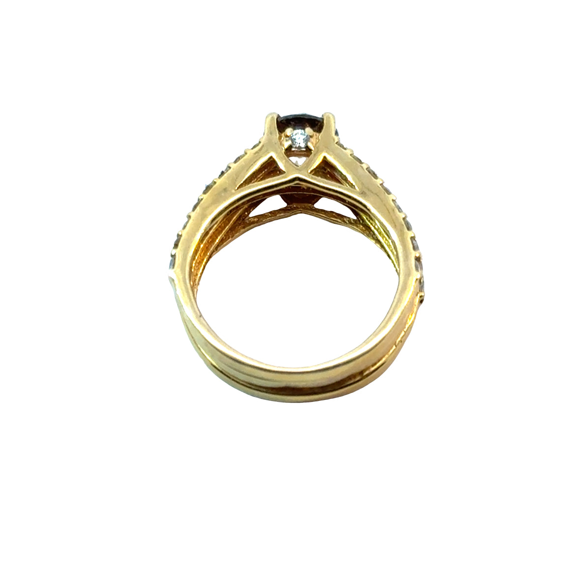 Luxury 14K Yellow Gold Ring with Yellow Diamond Center & Pavé White Diamonds