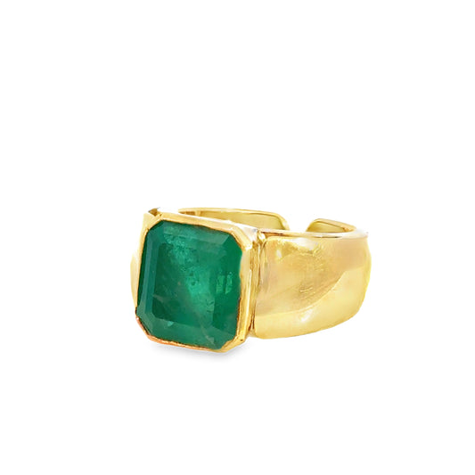 18K Yellow Gold Bezel-Set 4.00ct Emerald Statement Ring