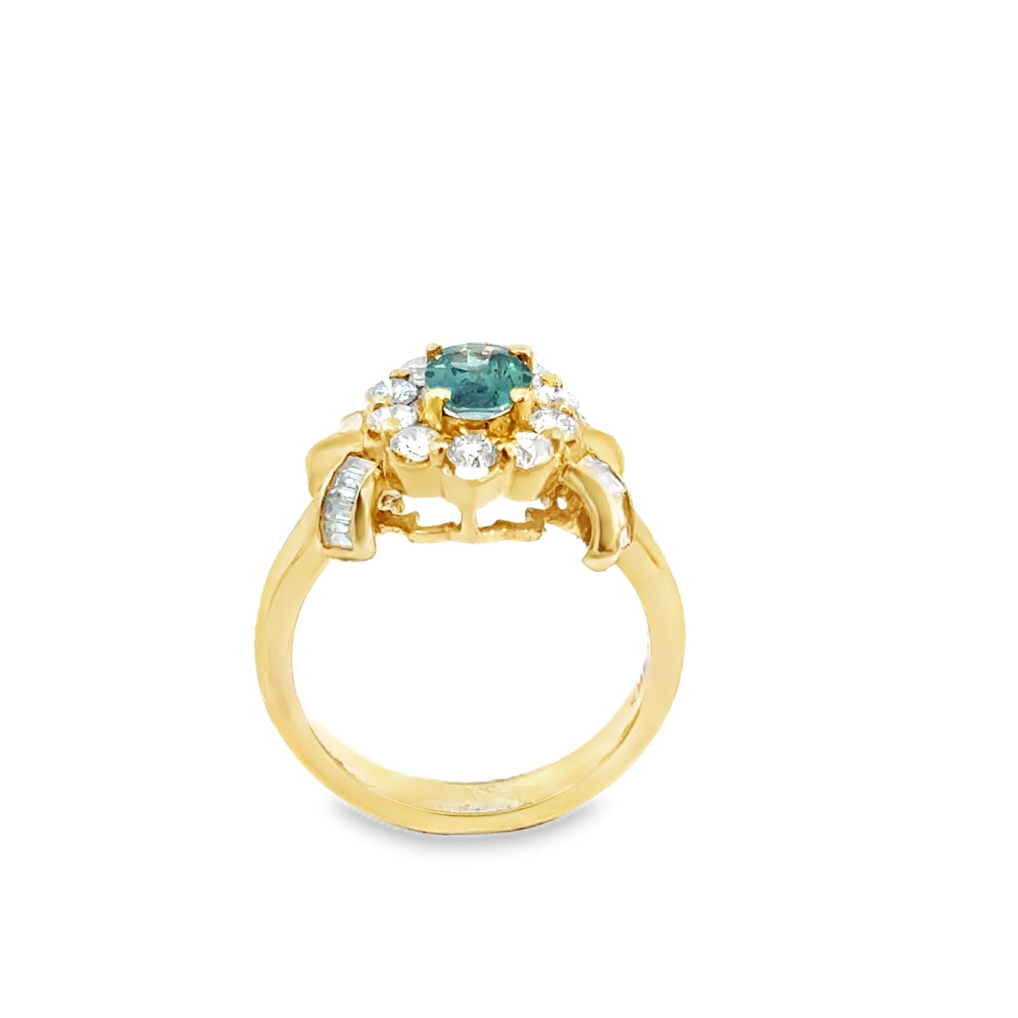 14K Yellow Gold Vintage-Inspired Tourmaline and Diamond Statement Ring