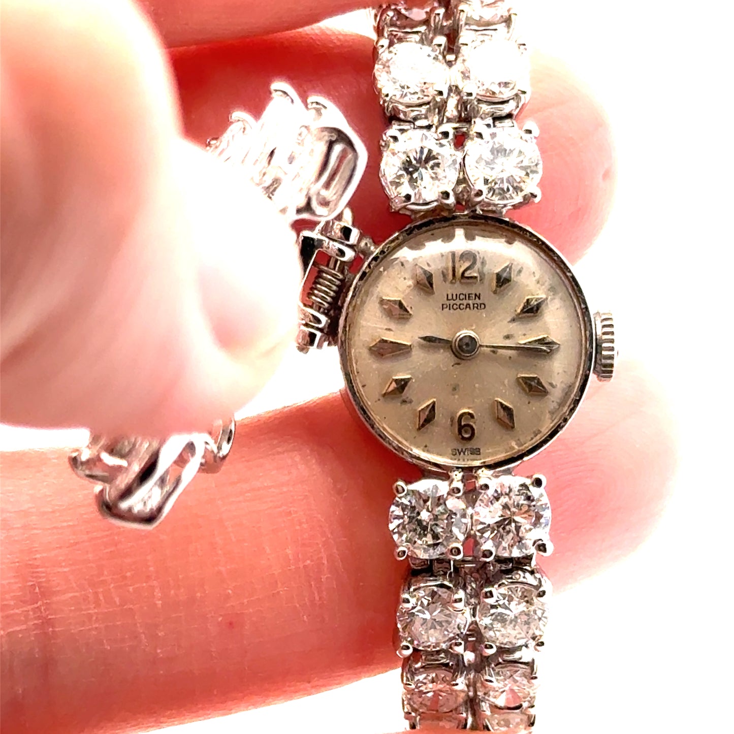 14K White Gold Lucien Piccard Diamond Watch–Bracelet