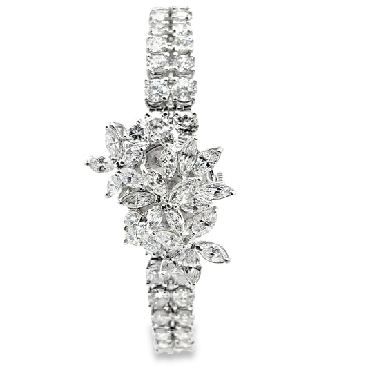 14K White Gold Lucien Piccard Diamond Watch–Bracelet