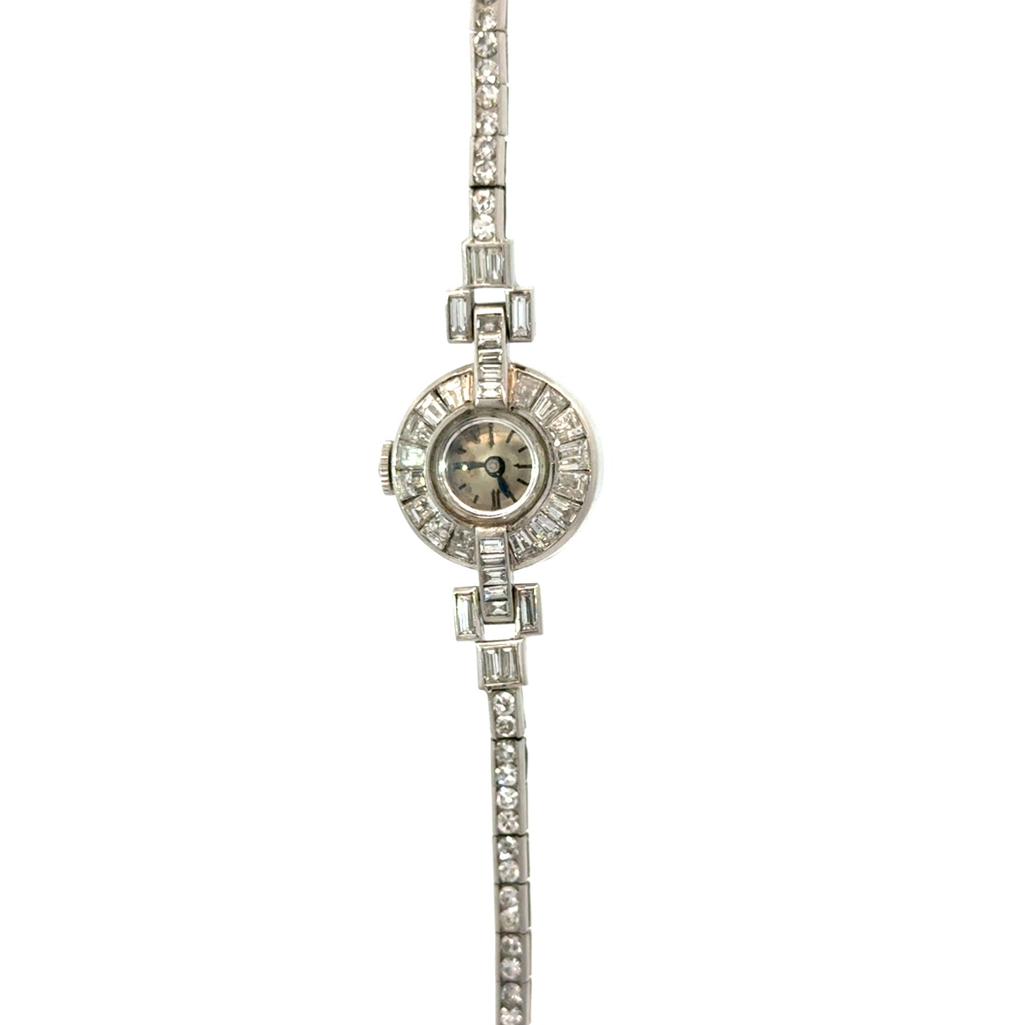 Lucien Piccard Platinum Diamond Bracelet Watch – Swiss, Art Deco/Mid-Century