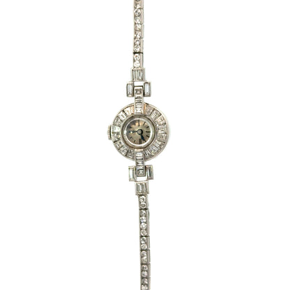 Lucien Piccard Platinum Diamond Bracelet Watch – Swiss, Art Deco/Mid-Century