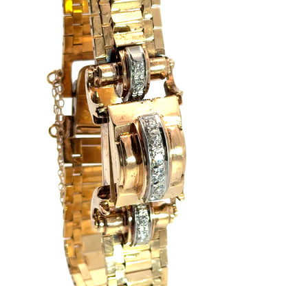 Retro 14K Gold Richeliev Diamond Secret Cover Watch – 1940s Glamour