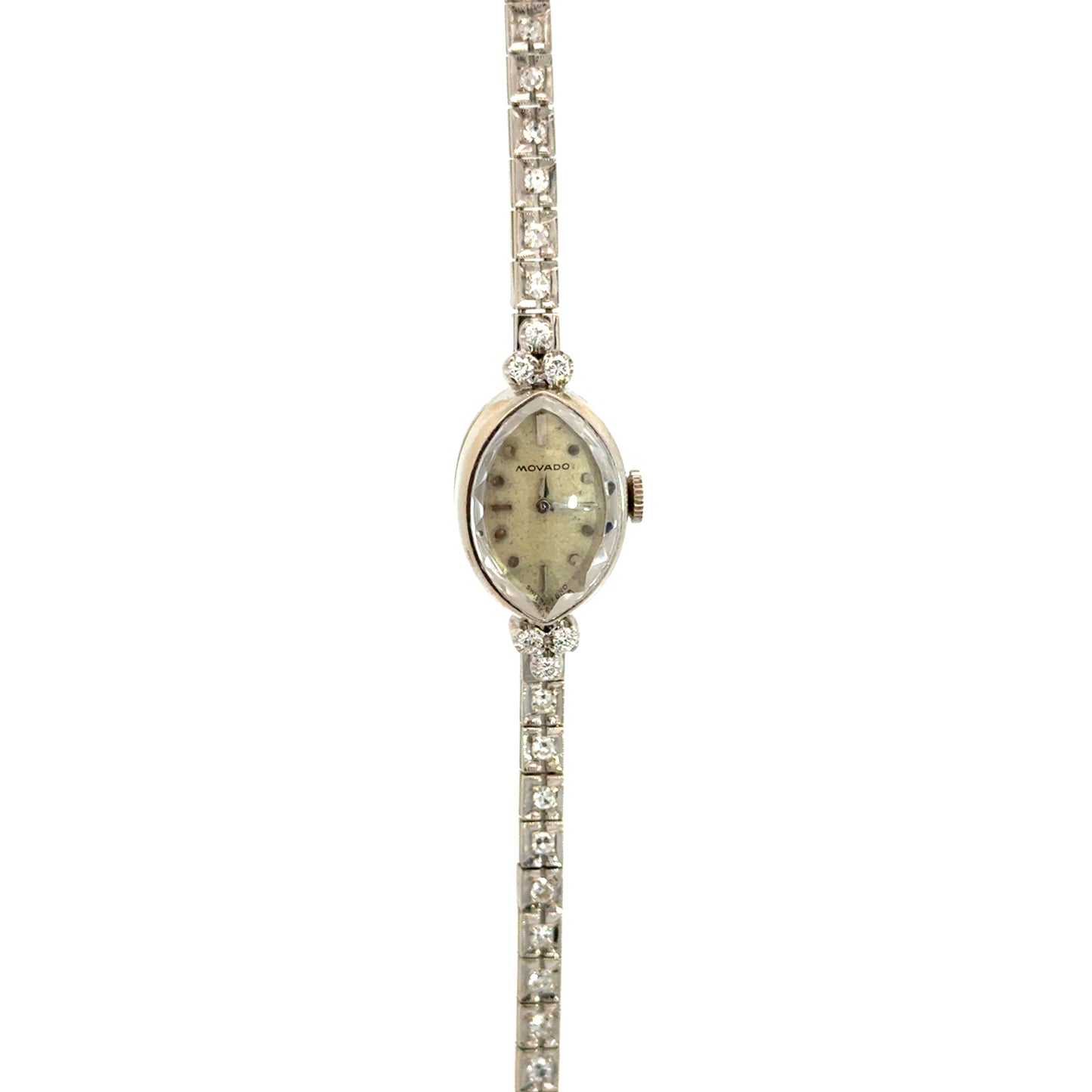 1920s Movado 14K White Gold Diamond Bracelet Watch – Art Deco Elegance