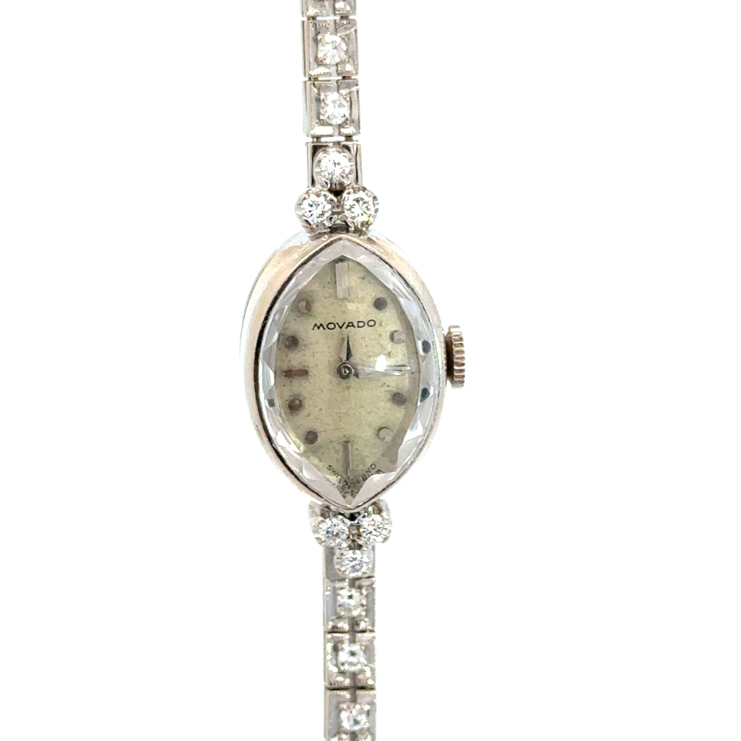 1920s Movado 14K White Gold Diamond Bracelet Watch – Art Deco Elegance