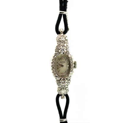 Vintage 1920s Nivada Grenchen Diamond Cocktail Watch – 14K White Gold