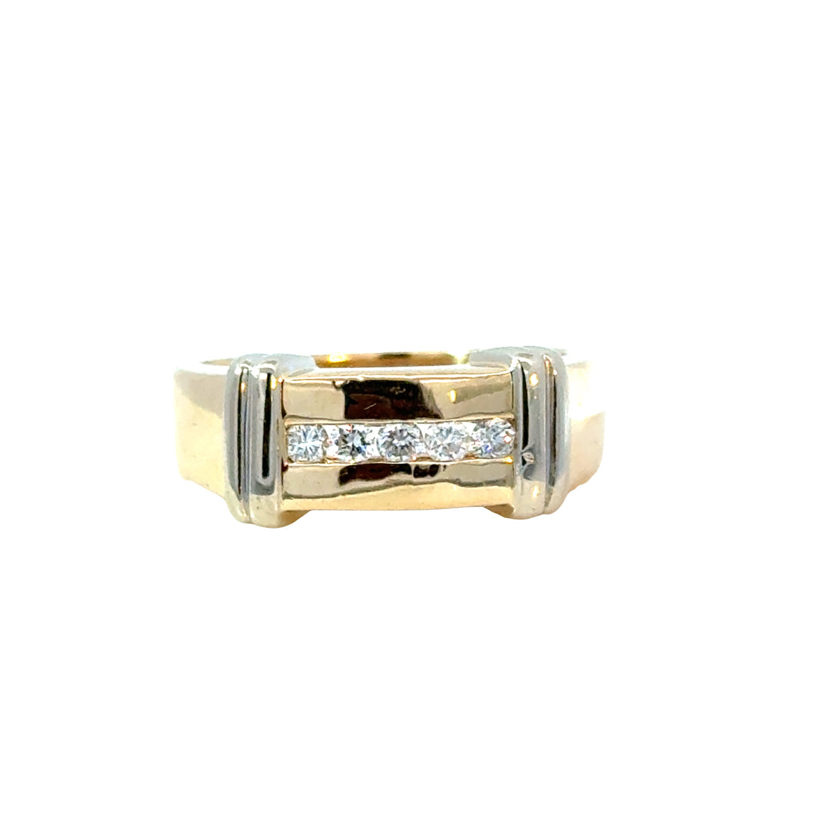 Elegant Men’s 14K Two-Tone Diamond Band